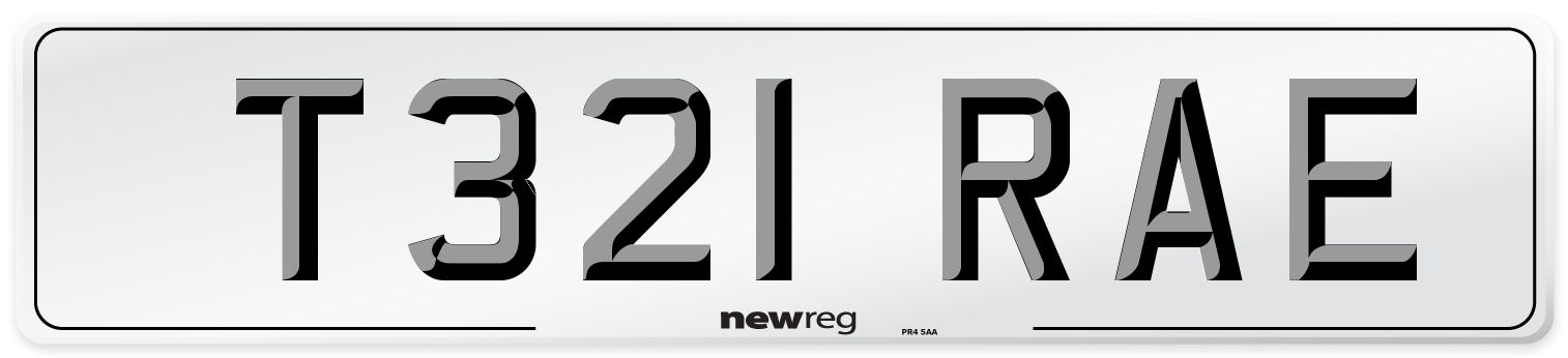 T321 RAE Number Plate from New Reg
